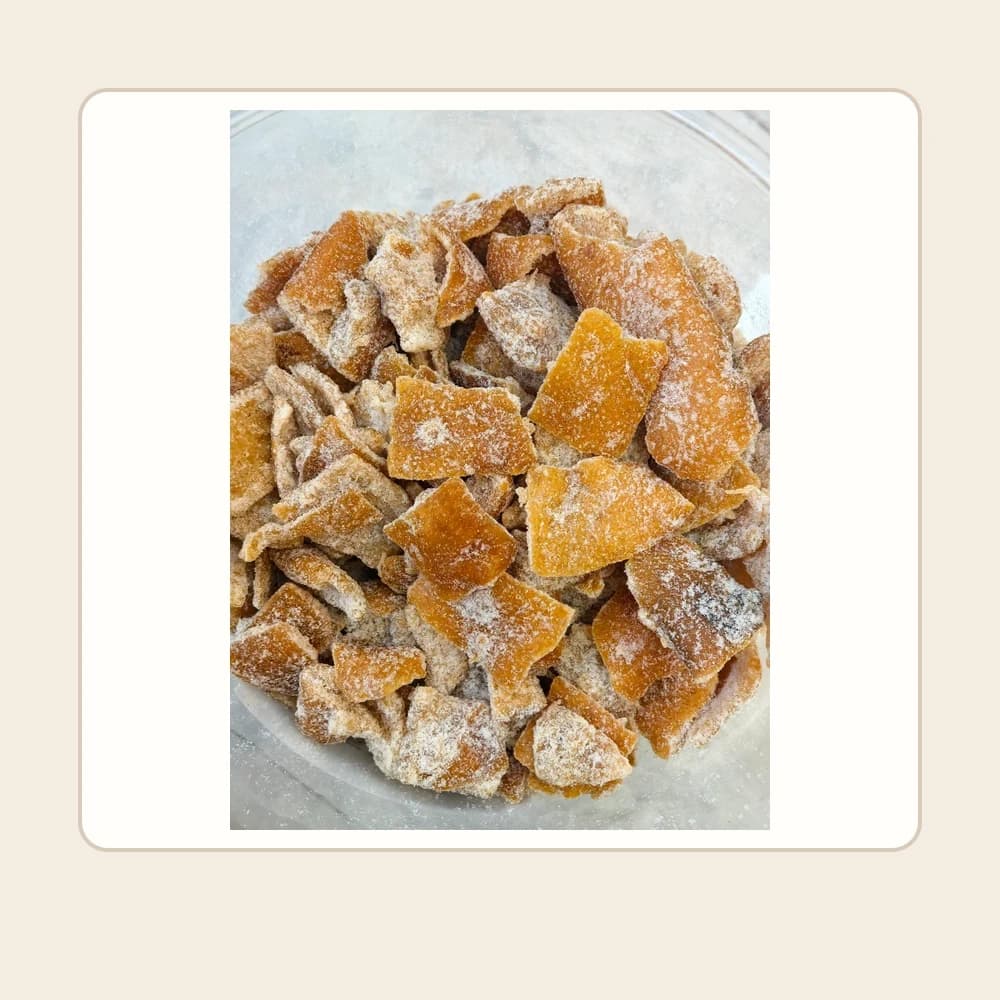 Green Plum Juice-Infused Preserved Tangerine Peel — customer-supplied product photograph